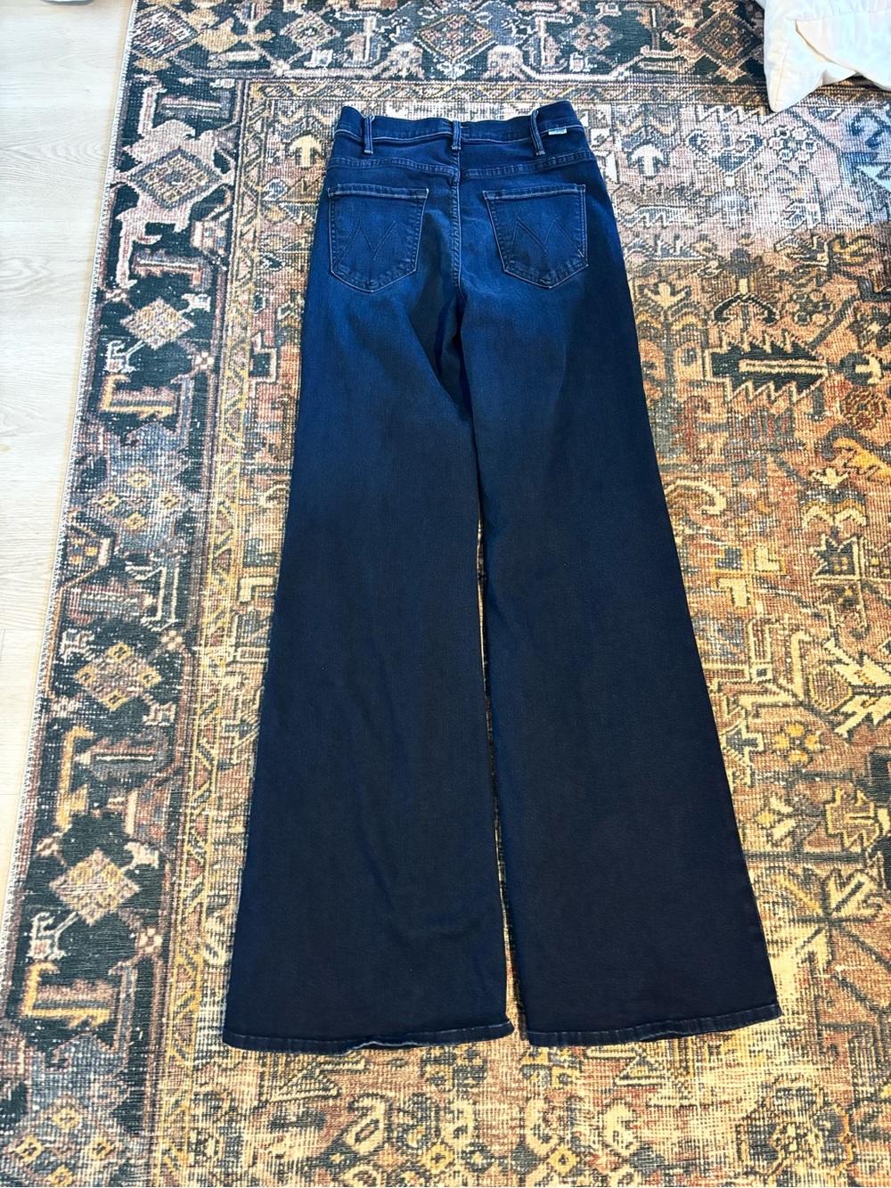 MOTHER Hustler Roller Sneak Blue Wide-Leg Women's Jeans - Picture 2 of 5